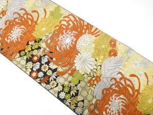 アンティーク　菊に桐・古典柄織り出し袋帯（材料）